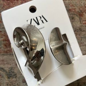 Zara Cuff bracelet silver tone semicircle NWT